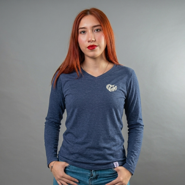 BLUSA DAMA MANGA LARGA AZUL VIZCAYA HEART