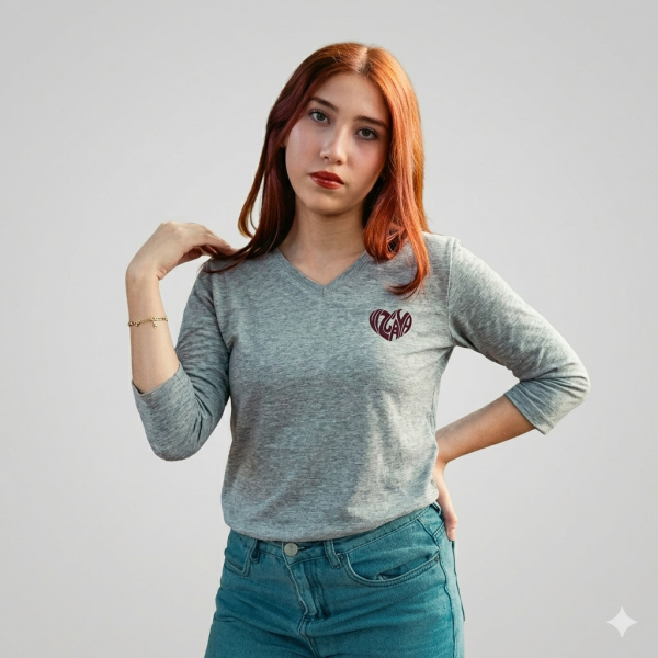 BLUSA DAMA MANGA LARGA GRIS VIZCAYA HEART
