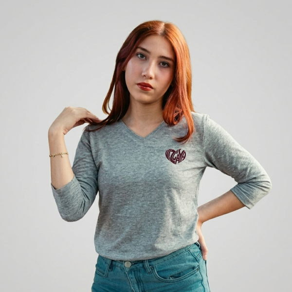 BLUSA DAMA MANGA LARGA GRIS VIZCAYA HEART