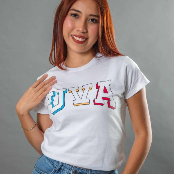 PLAYERA UVA 3D BLANCA MUJER