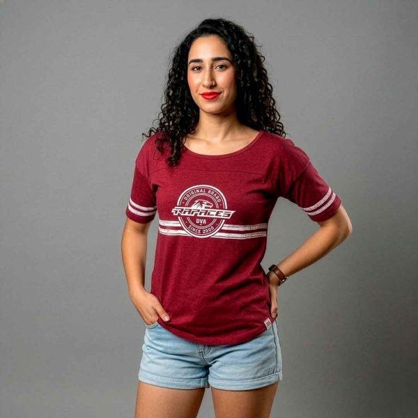 PLAYERA DAMA MANGA 3/4 VINO LOGO RAPACES