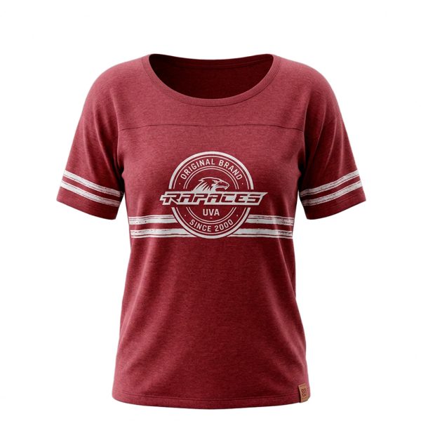 PLAYERA DAMA MANGA 3/4 VINO LOGO RAPACES