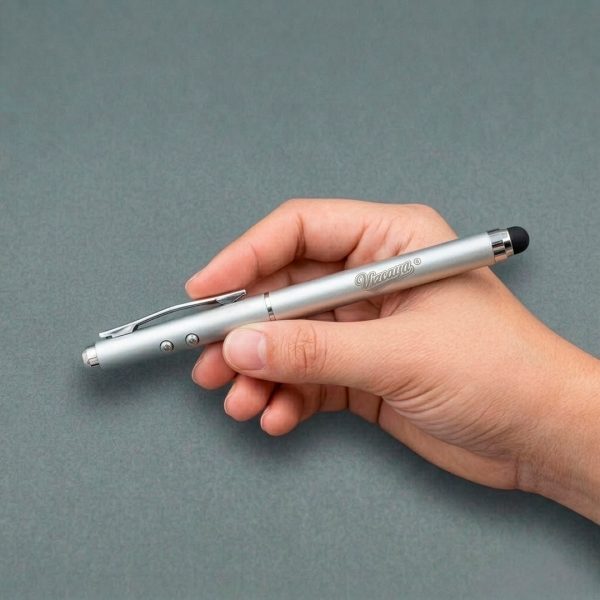 BOLIGRAFO LÁSSER TOUCH UVA PLATA C/ROSCA