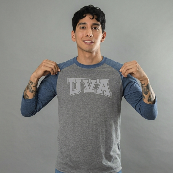 PLAYERA BEISBOLERA CABALLERO AZUL/GRIS VIZCAYA UVA