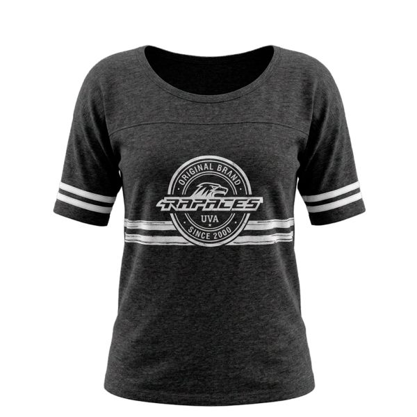 PLAYERA DAMA MANGA 3/4 GRIS LOGO RAPACES