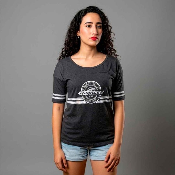 PLAYERA DAMA MANGA 3/4 NEGRA LOGO RAPACES
