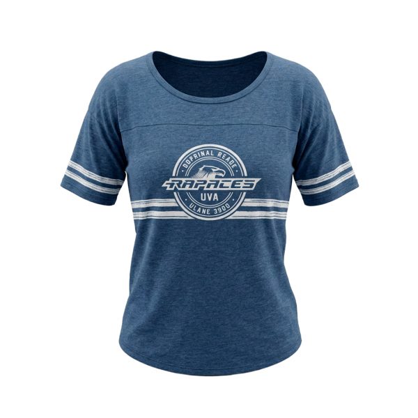 PLAYERA DAMA MANGA 3/4 AZUL LOGO RAPACES
