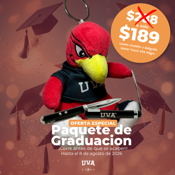 PAQUETE DE GRADUACION UVA LLAVERO BOLIGRAFO NEGRO 2026