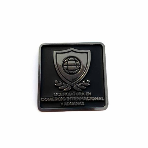 PIN LICENCIATURA COMERCIO INTERNACIONAL Y ADUANAS PLATEADO CON NEGRO