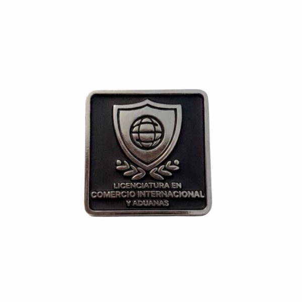 PIN LICENCIATURA COMERCIO INTERNACIONAL Y ADUANAS PLATEADO CON NEGRO